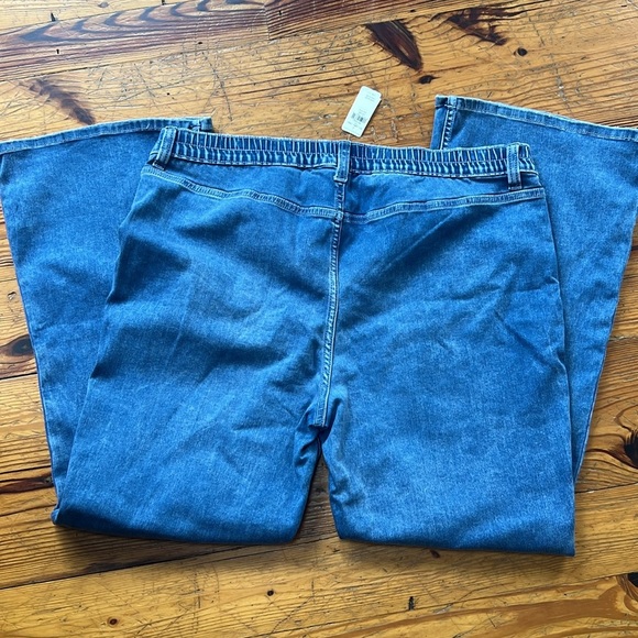 Aerie Denim Baby Flare Jeans Women Medium Stretchy Trouser Elastic Waist - Picture 7 of 7